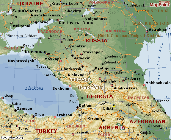 abkhazia map caucasus mountains